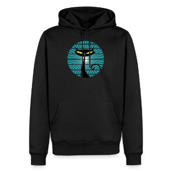 Schwarze Katze - Männer Premium Bio Hoodie - Schwarz - Vorne - Nico (187cm)