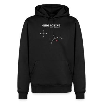 Geocaching - Männer Premium Bio Hoodie - Schwarz - Vorne - Nico (187cm)