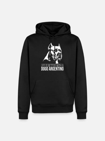 DOGO ARGENTINO Life is better dog saying Wilsigns - Men’s Premium Organic Hoodie - black