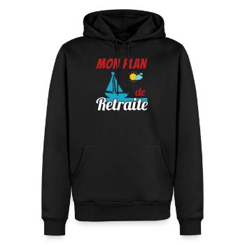 Mon plan de Retraite Bateau à voile Cadeau - Sweat à capuche Premium bio Homme - noir - Devant - Nico (187cm)