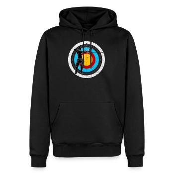 Archer in front of target - Men’s Premium Organic Hoodie - black - Front - Nico (187cm)