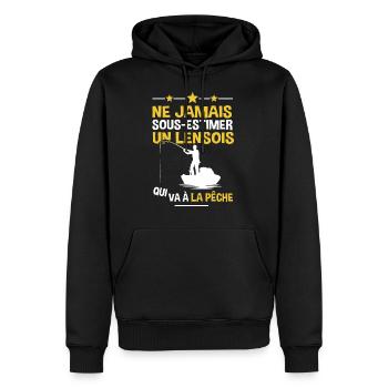 Lensois cadeau drôle pêcheur Lens ville - Sweat à capuche Premium bio Homme - noir - Devant - Nico (187cm)