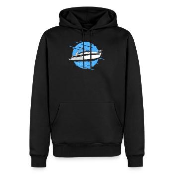 Motorboot - Männer Premium Bio Hoodie - Schwarz - Vorne - Nico (187cm)