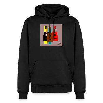 Lovers guitare - Sweat à capuche Premium bio Homme - noir - Devant - Nico (187cm)