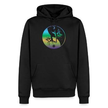 Yin Yang Tag/Nacht by The Manzanita´s - Männer Premium Bio Hoodie - Schwarz - Vorne - Nico (187cm)