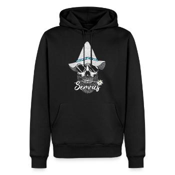 Servus Bayern Bayrisch Totenkopf - Männer Premium Bio Hoodie - Schwarz - Vorne - Nico (187cm)