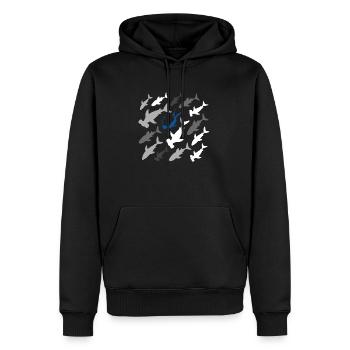 Requins avec plongeur Apnée Plongée Immersion Cadeau - Sweat à capuche Premium bio Homme - noir - Devant - Nico (187cm)