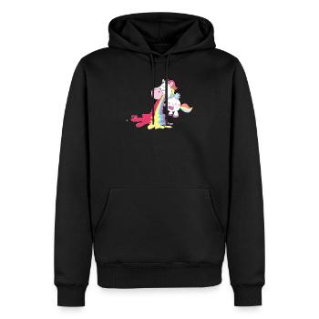 Unicorn poops rainbow Personalize - Men’s Premium Organic Hoodie - black - Front - Nico (187cm)