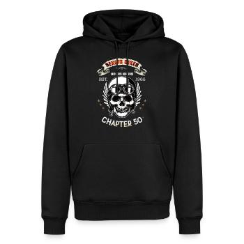 Motard Anniversaire Idée cadeau moto Crane - Sweat à capuche Premium bio Homme - noir - Devant - Nico (187cm)