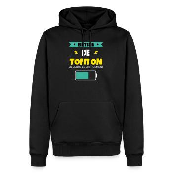 tonton bêtise cadeau noel humour famille - Sweat à capuche Premium bio Homme - noir - Devant - Nico (187cm)