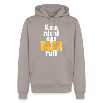 Kann nicht das Bier ruft - Männer Premium Bio Hoodie - Taupe - Vorne - Nico (187cm)