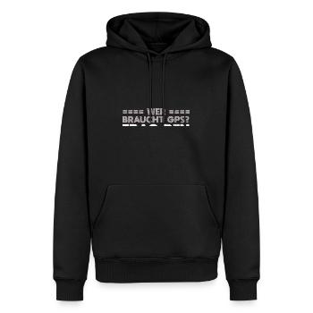 Wer Braucht GPS? Frag Den Mechaniker - Männer Premium Bio Hoodie - Schwarz - Vorne - Nico (187cm)
