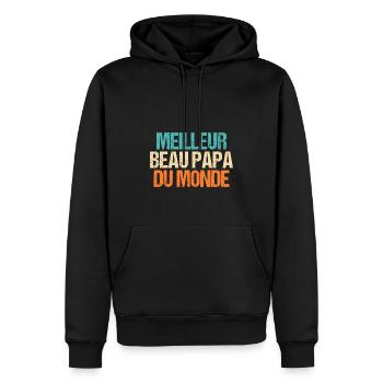 Meilleur Beau Papa | Beau-Père - Sweat à capuche Premium bio Homme - noir - Devant - Nico (187cm)
