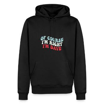 Je m’appelle Dave - Sweat à capuche Premium bio Homme - noir - Devant - Nico (187cm)