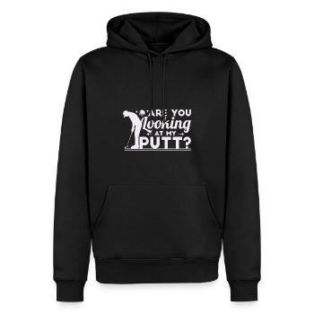 Siehst du dir meinen Putt an? - Männer Premium Bio Hoodie - Schwarz - Vorne - Nico (187cm)