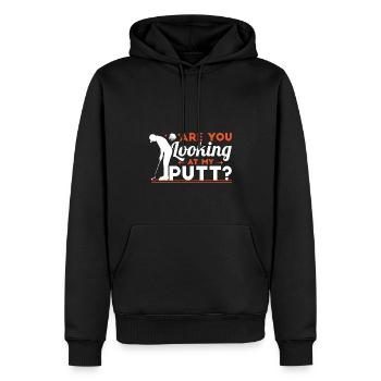 Siehst du meinen Putt an? - Männer Premium Bio Hoodie - Schwarz - Vorne - Nico (187cm)