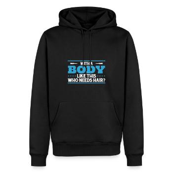 Anniversaire Papa Noël Fête des pères Papa - Sweat à capuche Premium bio Homme - noir - Devant - Nico (187cm)