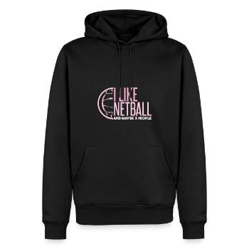 Ich mag Netball und vielleicht 3 Leute - Männer Premium Bio Hoodie - Schwarz - Vorne - Nico (187cm)