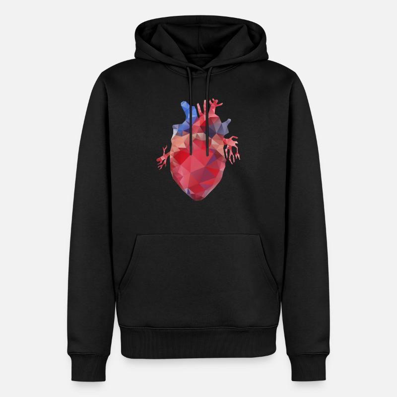 Herz Lowpoly - Männer Premium Bio Hoodie - Schwarz