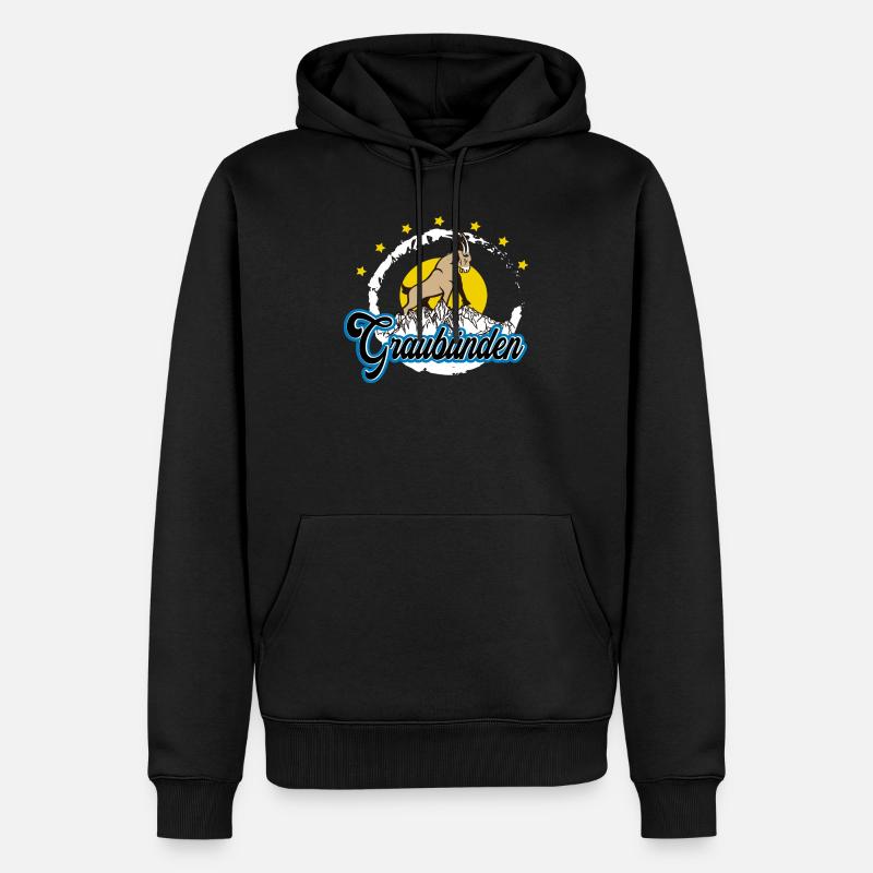 Graubünden Steinbock Summit - Männer Premium Bio Hoodie - Schwarz