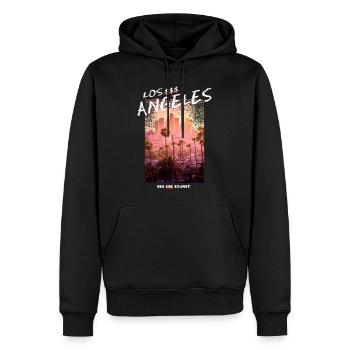 Los Angeles - Männer Premium Bio Hoodie - Schwarz - Vorne - Nico (187cm)
