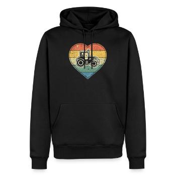 Vintage Herz mit Traktor für Landwirt und Bauer - Männer Premium Bio Hoodie - Schwarz - Vorne - Nico (187cm)