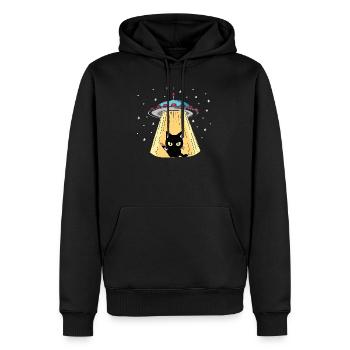 UFO Katze mit Laserblick - Männer Premium Bio Hoodie - Schwarz - Vorne - Nico (187cm)
