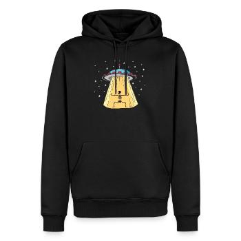 UFO mit Skeleton Lichtinstallation - Männer Premium Bio Hoodie - Schwarz - Vorne - Nico (187cm)