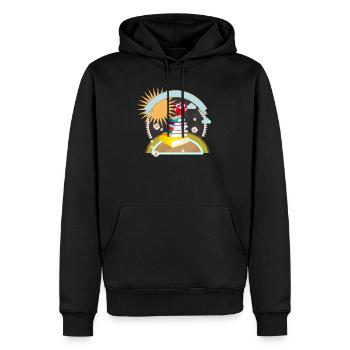 little bookworm with thirst for knowledge reads a book - Men’s Premium Organic Hoodie - black - Front - Nico (187cm)