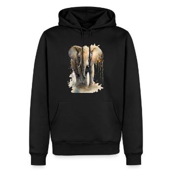 Süßer Kleiner Elefant Aquarell - Männer Premium Bio Hoodie - Schwarz - Vorne - Nico (187cm)