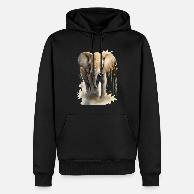 Mignon petit éléphant aquarelle - Sweat à capuche Premium bio Homme - noir
