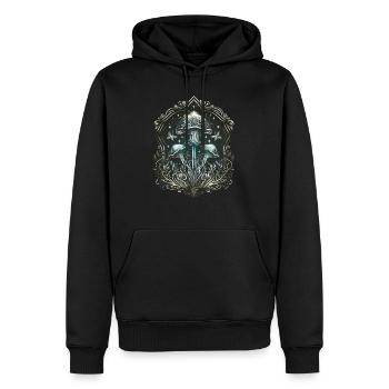 Champignons magiques, champignons, en détresse - Sweat à capuche Premium bio Homme - noir - Devant - Nico (187cm)