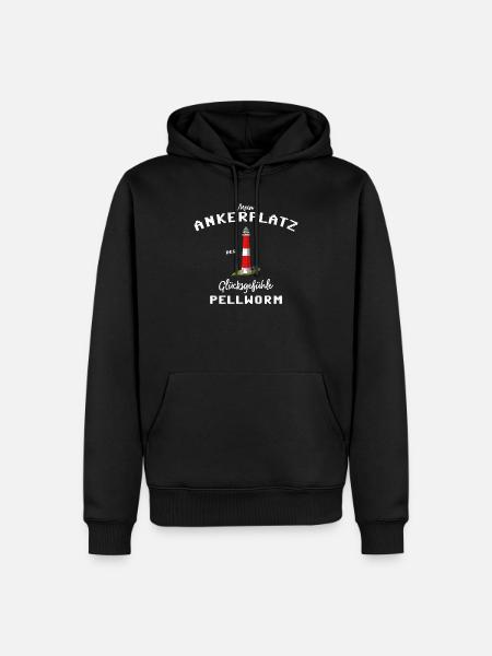 Pellworm , Ankerplatz der Glücksgefühle - Männer Premium Bio Hoodie - Schwarz