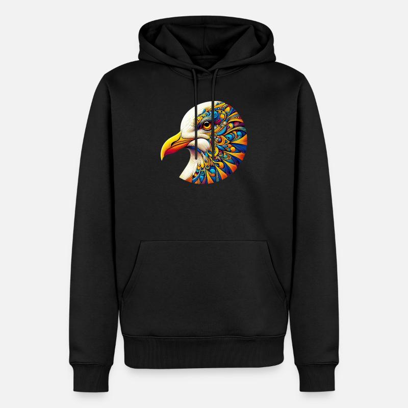 Möwe mit Mandalas verziert - Männer Premium Bio Hoodie - Schwarz