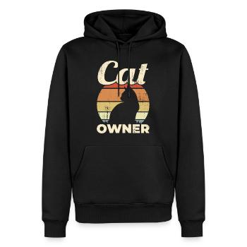 Cat Owner Vintage Look - Männer Premium Bio Hoodie - Schwarz - Vorne - Nico (187cm)