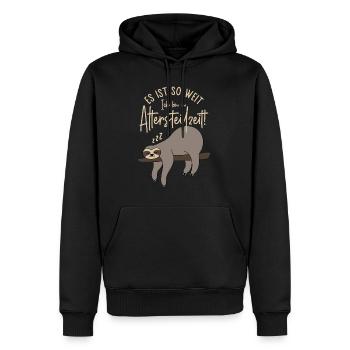 Faultier Es ist so weit Ich bin in Altersteilzeit - Männer Premium Bio Hoodie - Schwarz - Vorne - Nico (187cm)