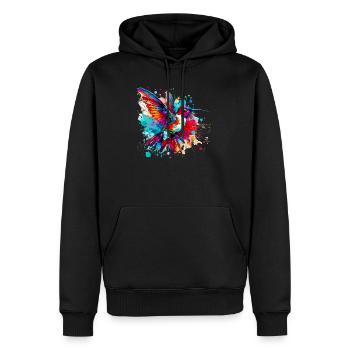 Kolibri - Männer Premium Bio Hoodie - Schwarz - Vorne - Nico (187cm)