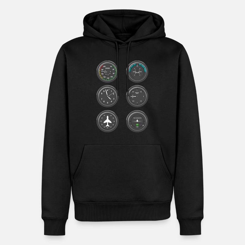 Flugzeug Fluginstrumente - Männer Premium Bio Hoodie - Schwarz