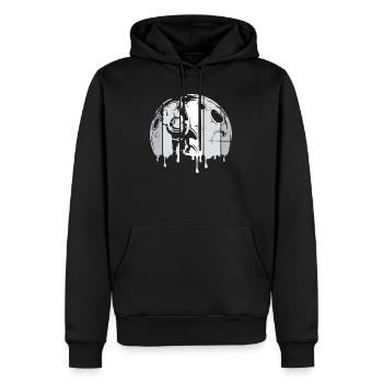 moon astronaut space rocket graffiti retro logo - Men’s Premium Organic Hoodie - black - Front - Nico (187cm)