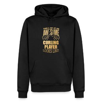 curling - Sweat à capuche Premium bio Homme - noir - Devant - Nico (187cm)