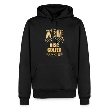 Disc golf - Sweat à capuche Premium bio Homme - noir - Devant - Nico (187cm)