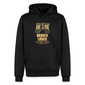 Castor - Sweat à capuche Premium bio Homme - noir - Devant - Nico (187cm)
