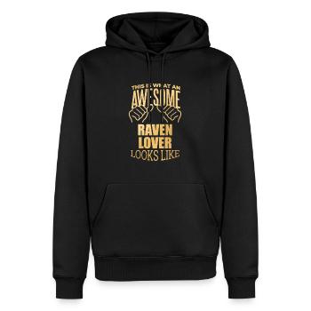 Raven - Men’s Premium Organic Hoodie - black - Front - Nico (187cm)