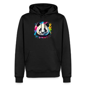 Panda - Männer Premium Bio Hoodie - Schwarz - Vorne - Nico (187cm)