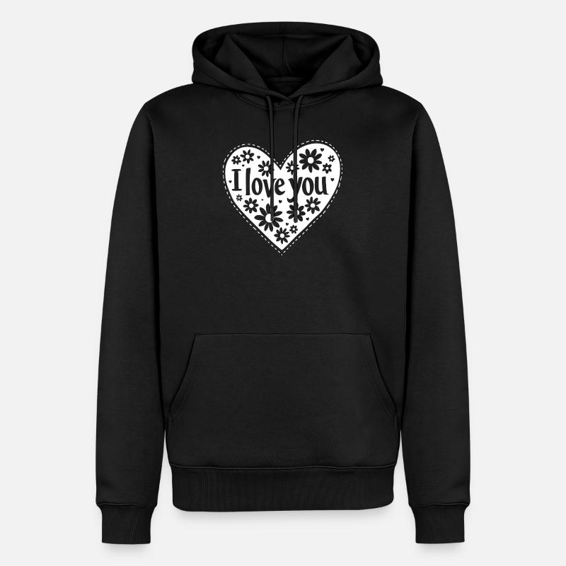 Je t’aime, blanc - Sweat à capuche Premium bio Homme - noir
