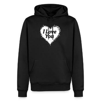 I Love You, White - Men’s Premium Organic Hoodie - black - Front - Nico (187cm)