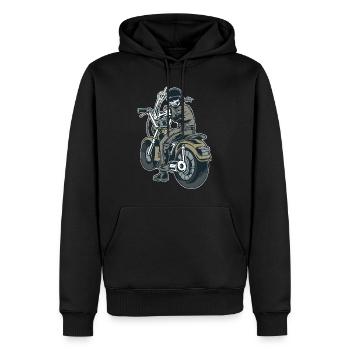 Moto Motard Fuck you Provocation Squelette - Sweat à capuche Premium bio Homme - noir - Devant - Nico (187cm)