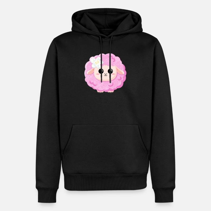 Süßes rosa Schaf - Männer Premium Bio Hoodie - Schwarz