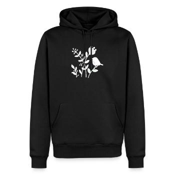 Natur_mit_Vogel_weiss - Sweat à capuche Premium bio Homme - noir - Devant - Nico (187cm)