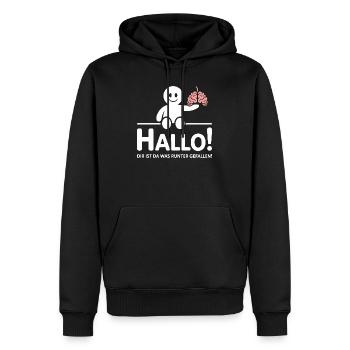 Hello you lost something brain saying - Men’s Premium Organic Hoodie - black - Front - Nico (187cm)
